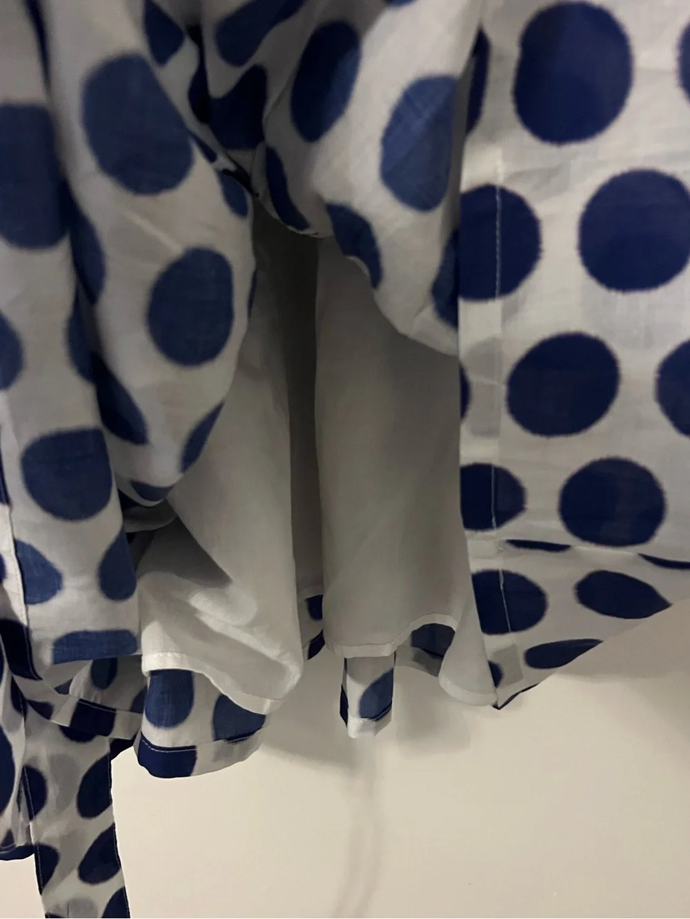 Boden White Halter Midi Dress with Blue Polka Dots size 10L (Z136)